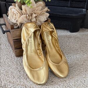 Tory Burch Metallic Gold Ballet Flats